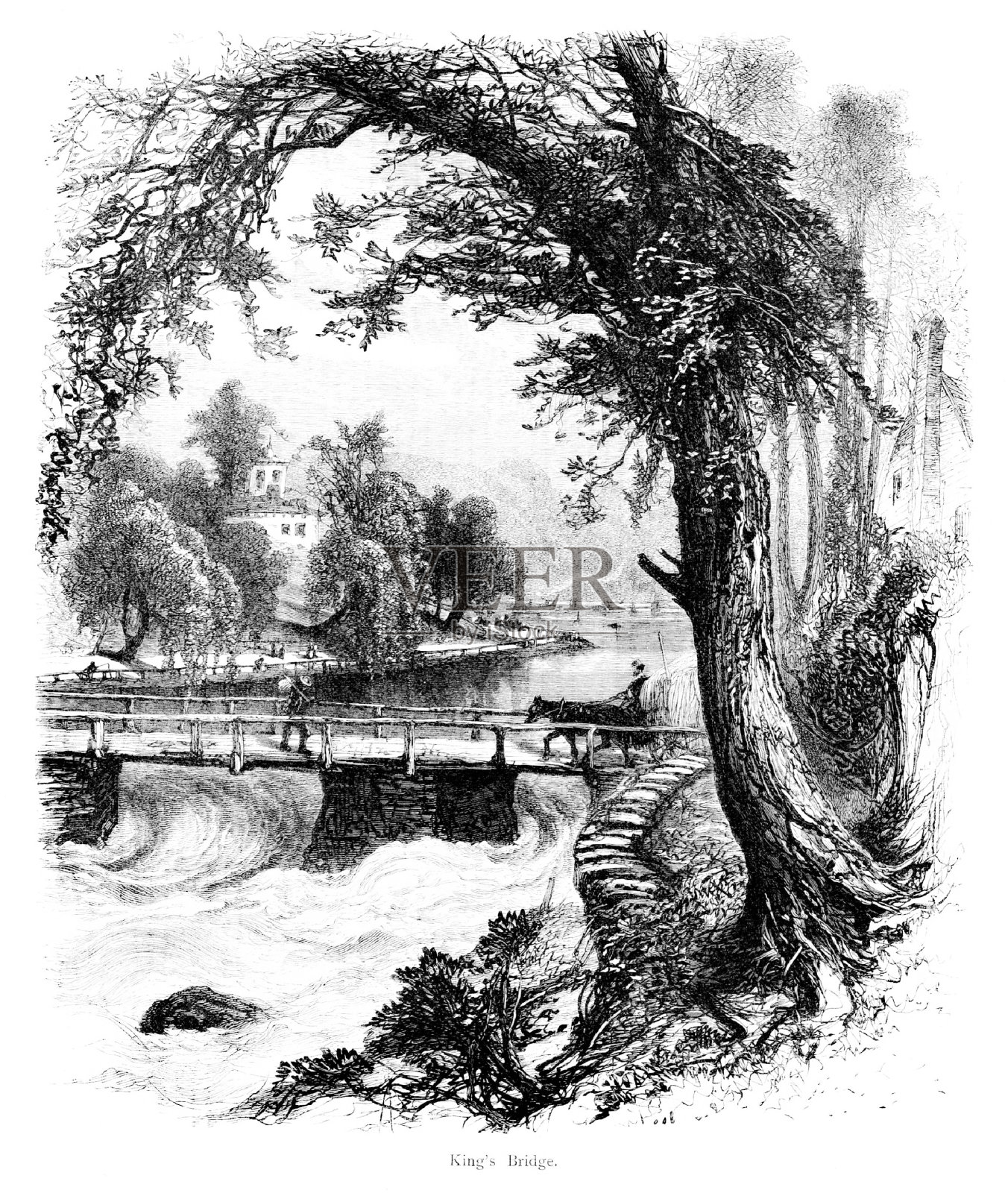 布朗克斯的王桥，纽约州，美国，美国地理插画图片素材