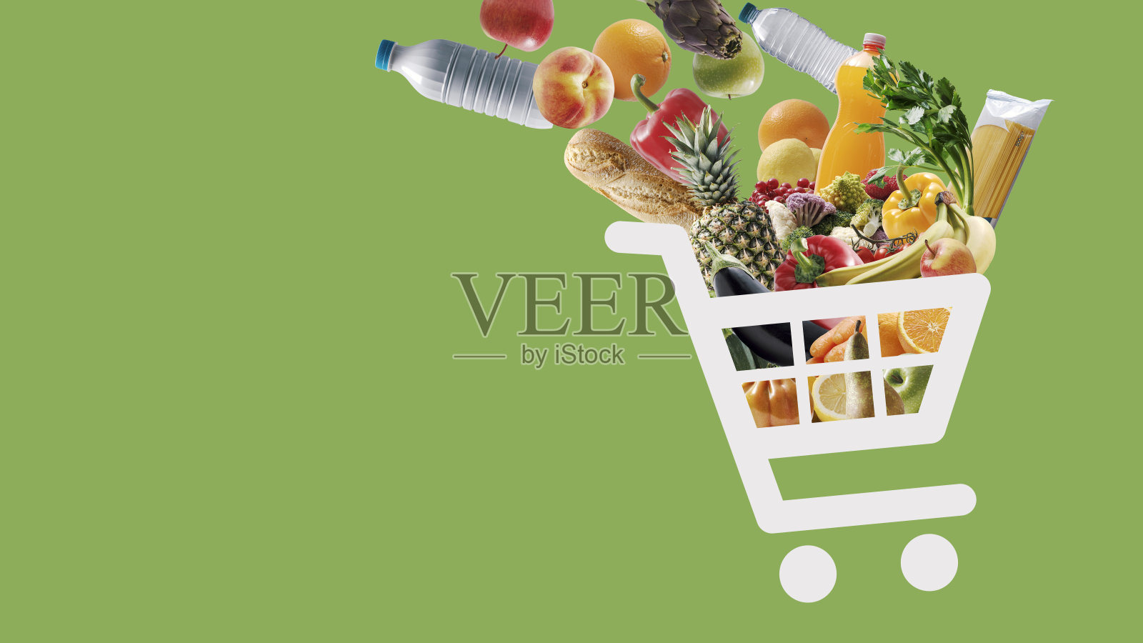 装满杂货的购物车图标照片摄影图片