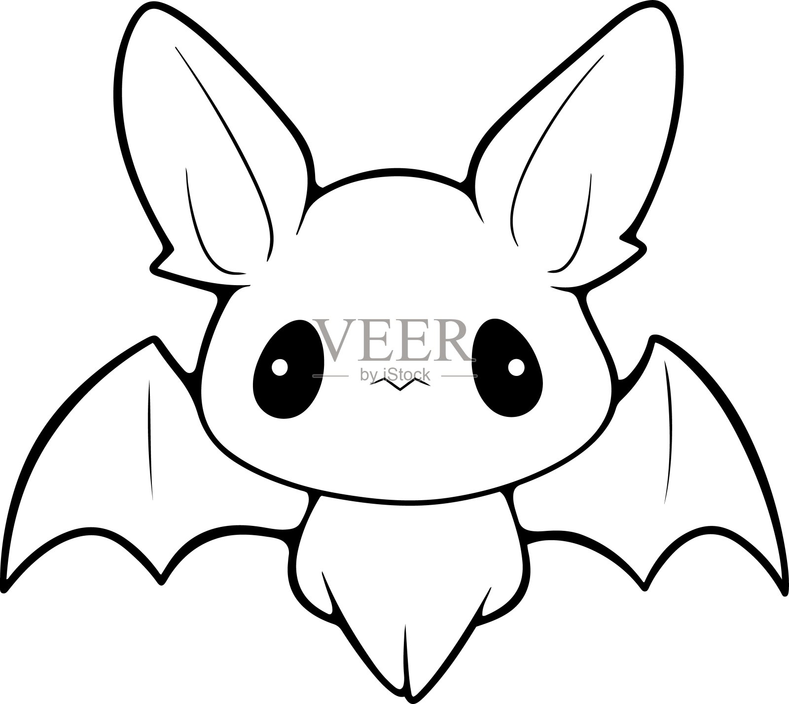 蝙蝠矢量图。黑白万圣节蝙蝠着色书或儿童页插画图片素材