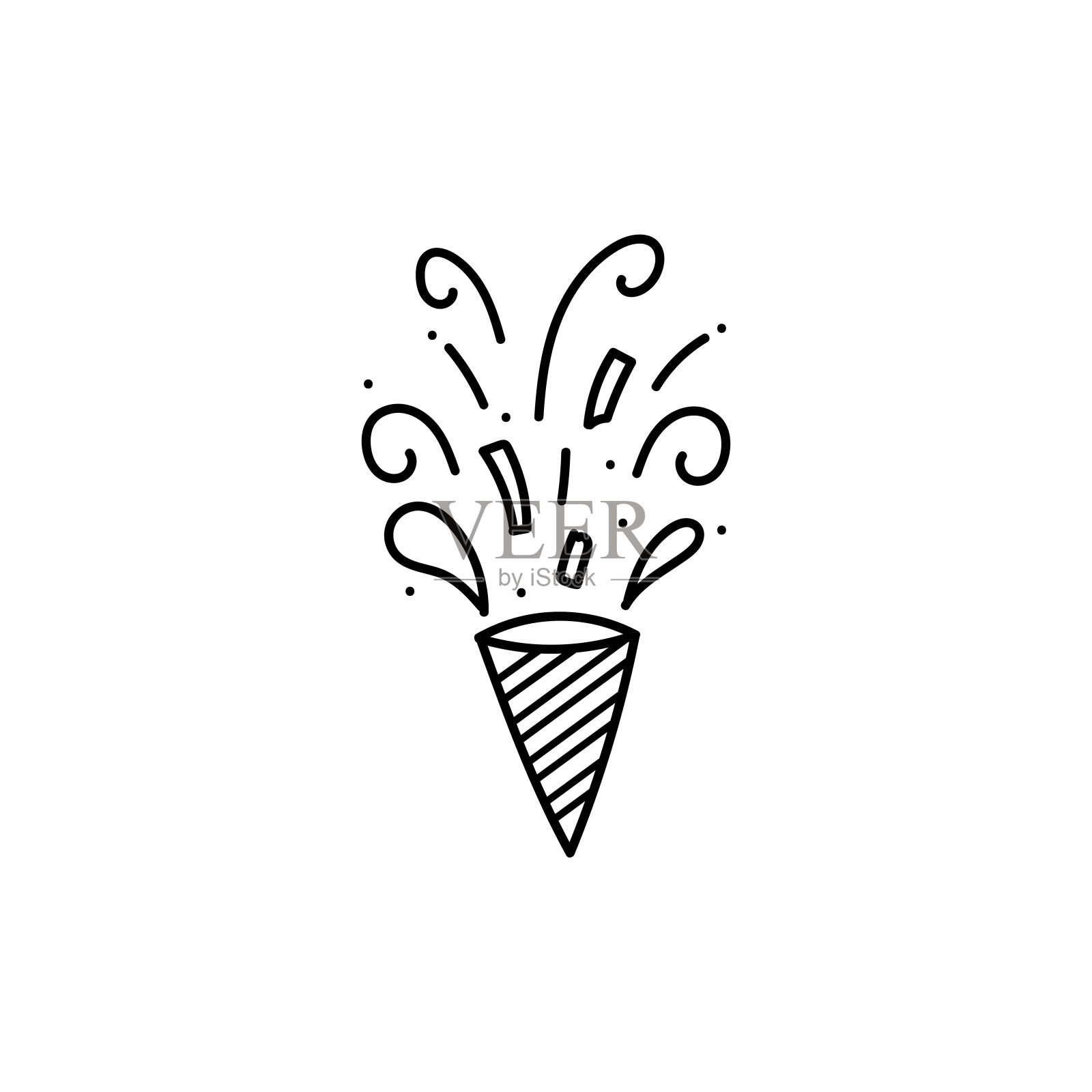 可爱的party popper孤立的五彩纸屑爆炸鞭炮庆祝矢量绘图插图手绘风格插画图片素材