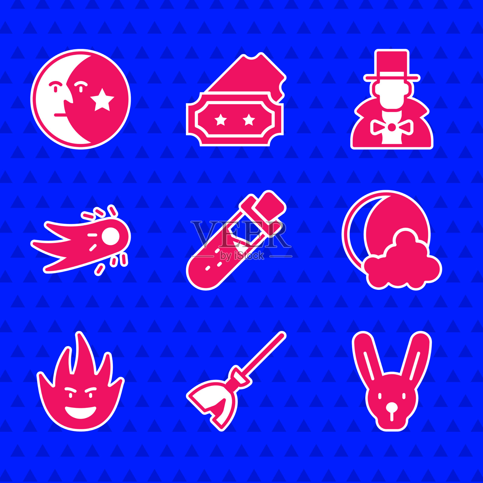 瓶子里装着女巫扫帚兔子耳朵的药水图标素材