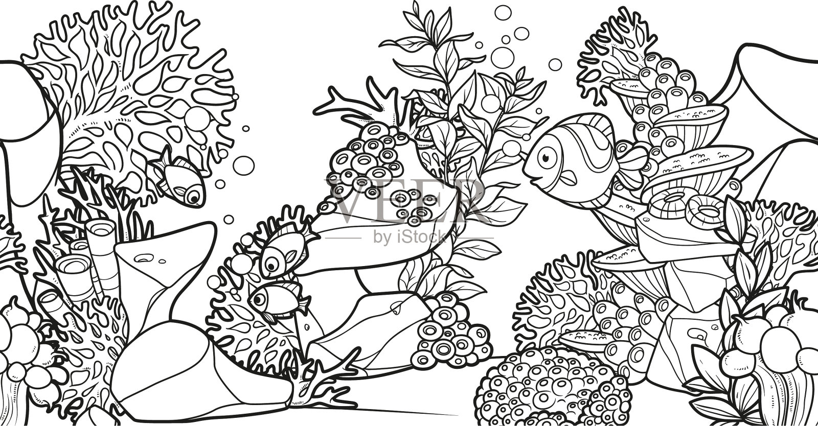 水平无缝背景从海底和插画图片素材