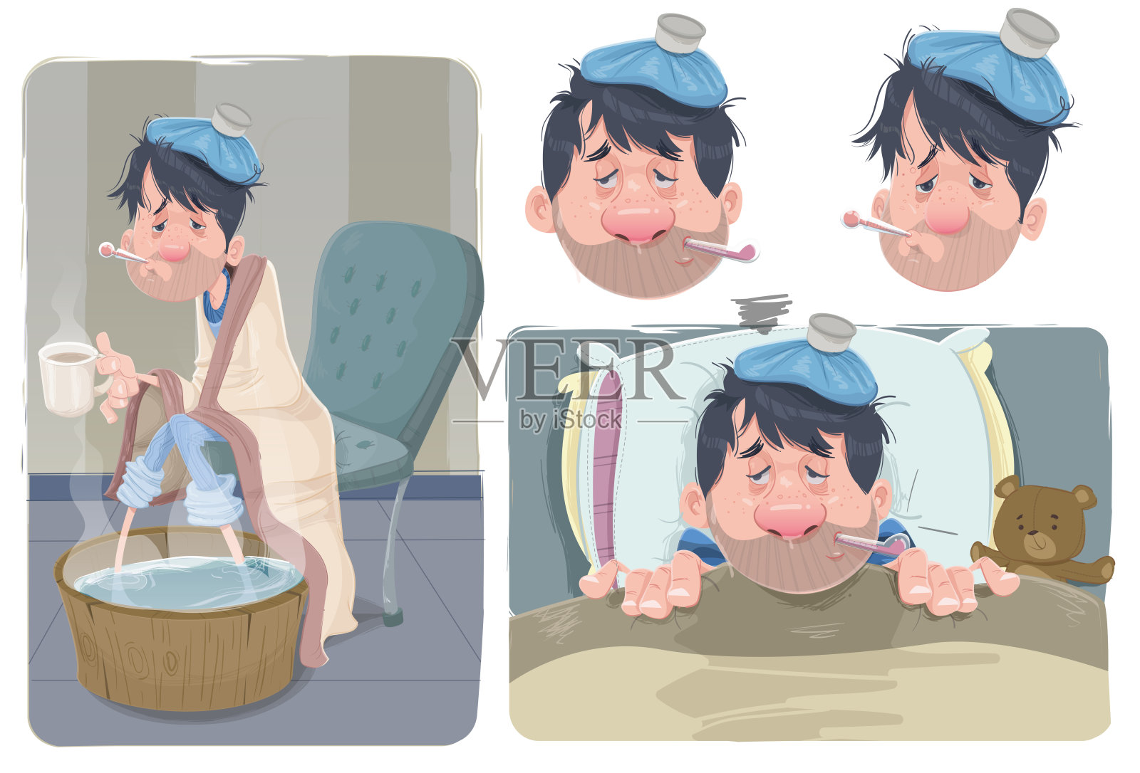 生病的人设计元素图片