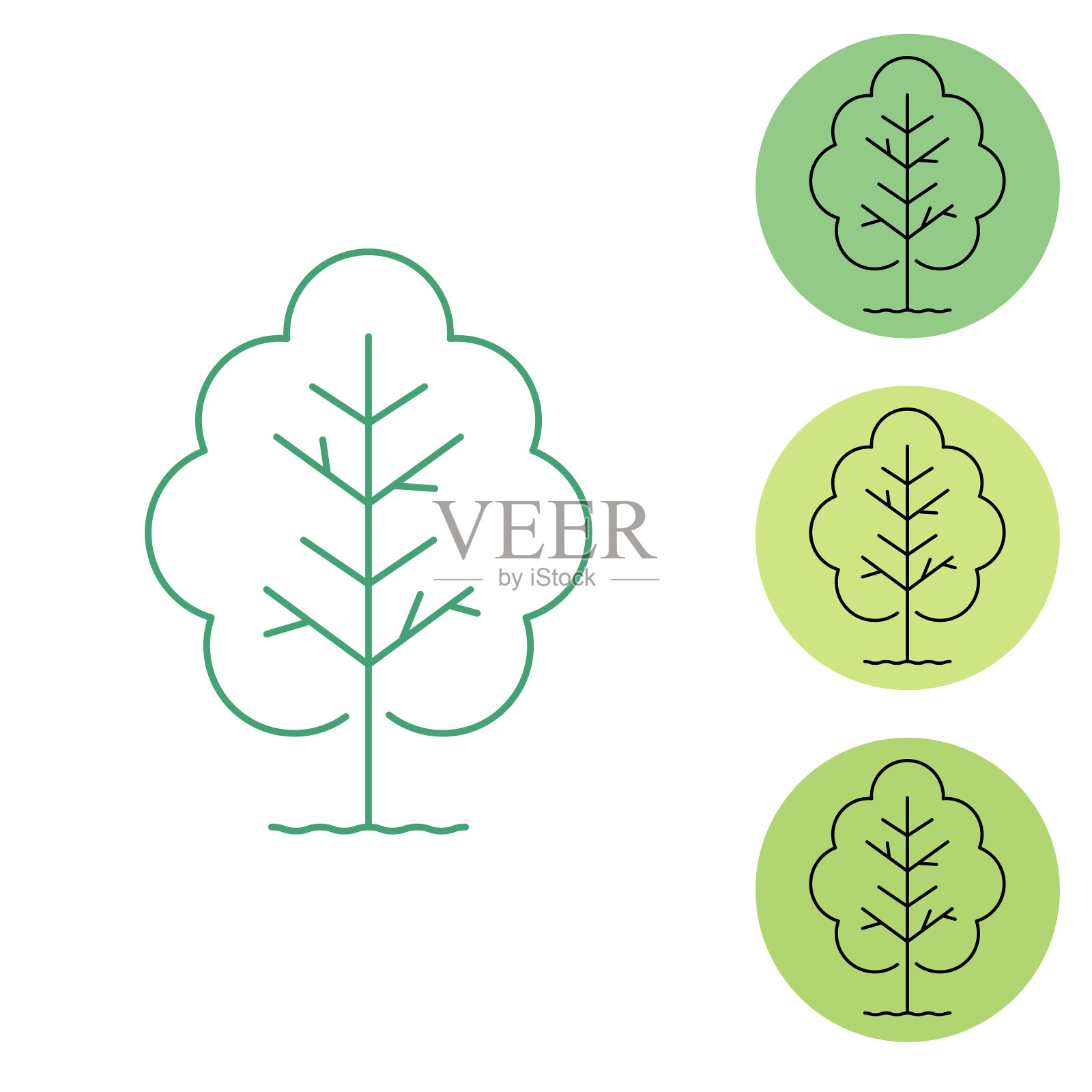 树木细线图标插画图片素材