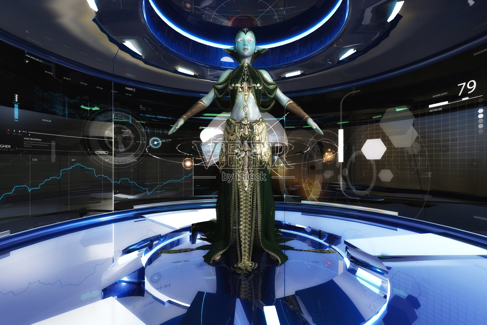 一个科幻场景的艺术3D插图照片摄影图片