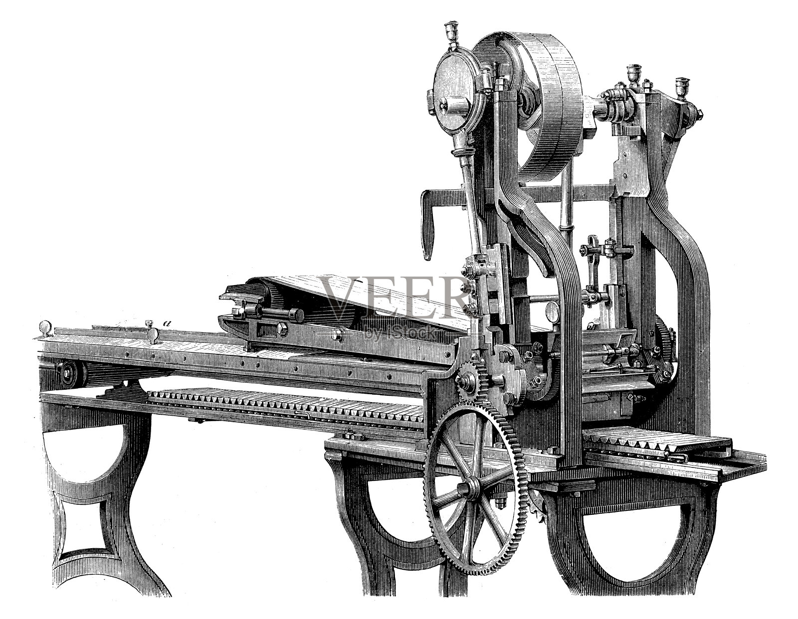 仿古插图，应用力学和机器:烟草工业插画图片素材