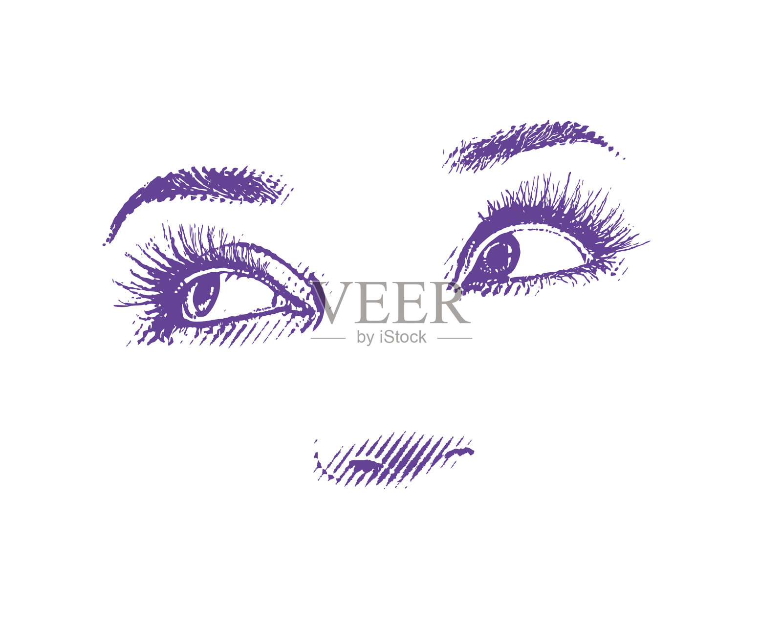 高键雕刻的女人的眼睛插画图片素材