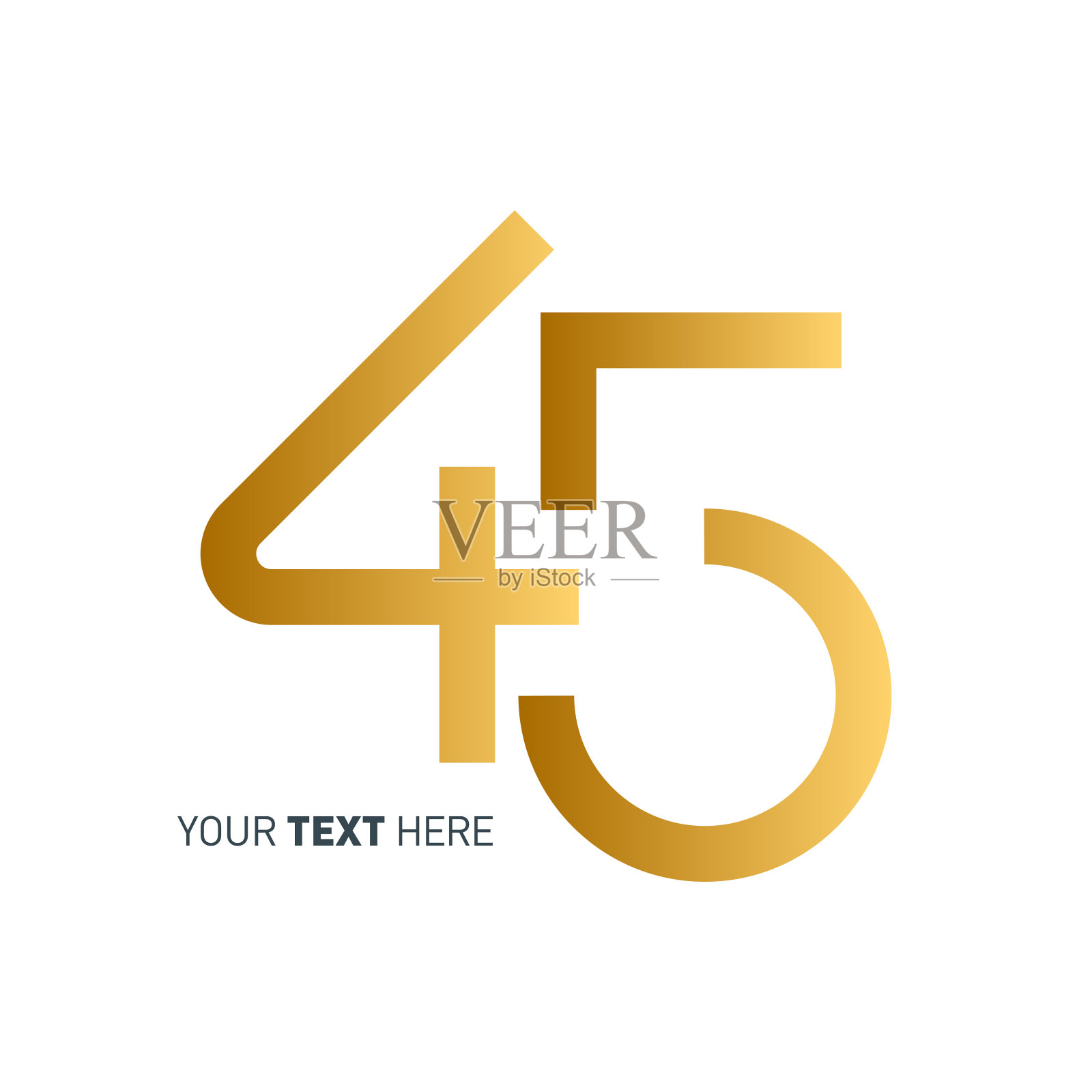 摘要45号模板。周年纪念数字模板隔离，周年纪念图标标签，周年纪念符号矢量股票插图插画图片素材