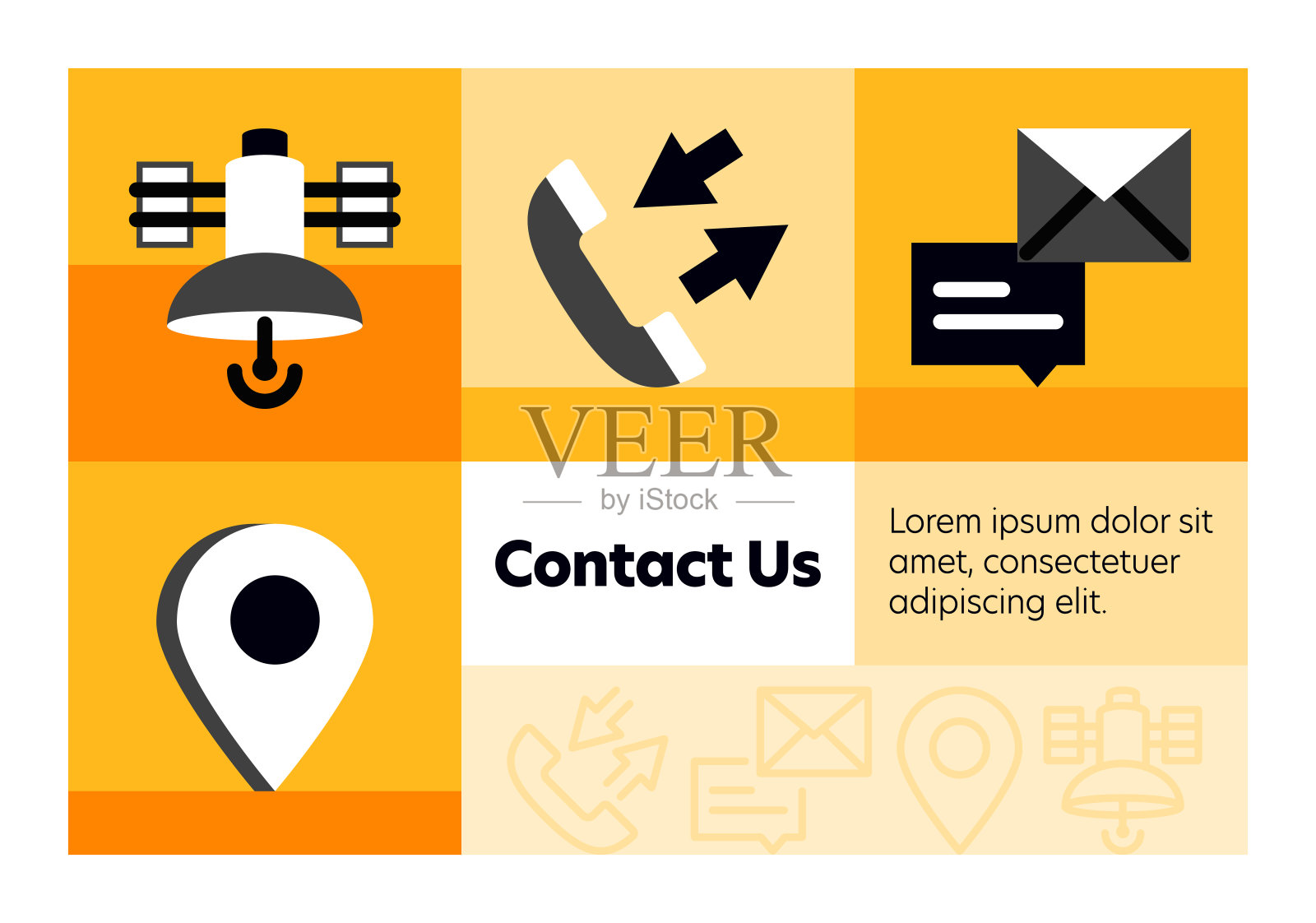 联系我们线图标集和横幅设计。插画图片素材