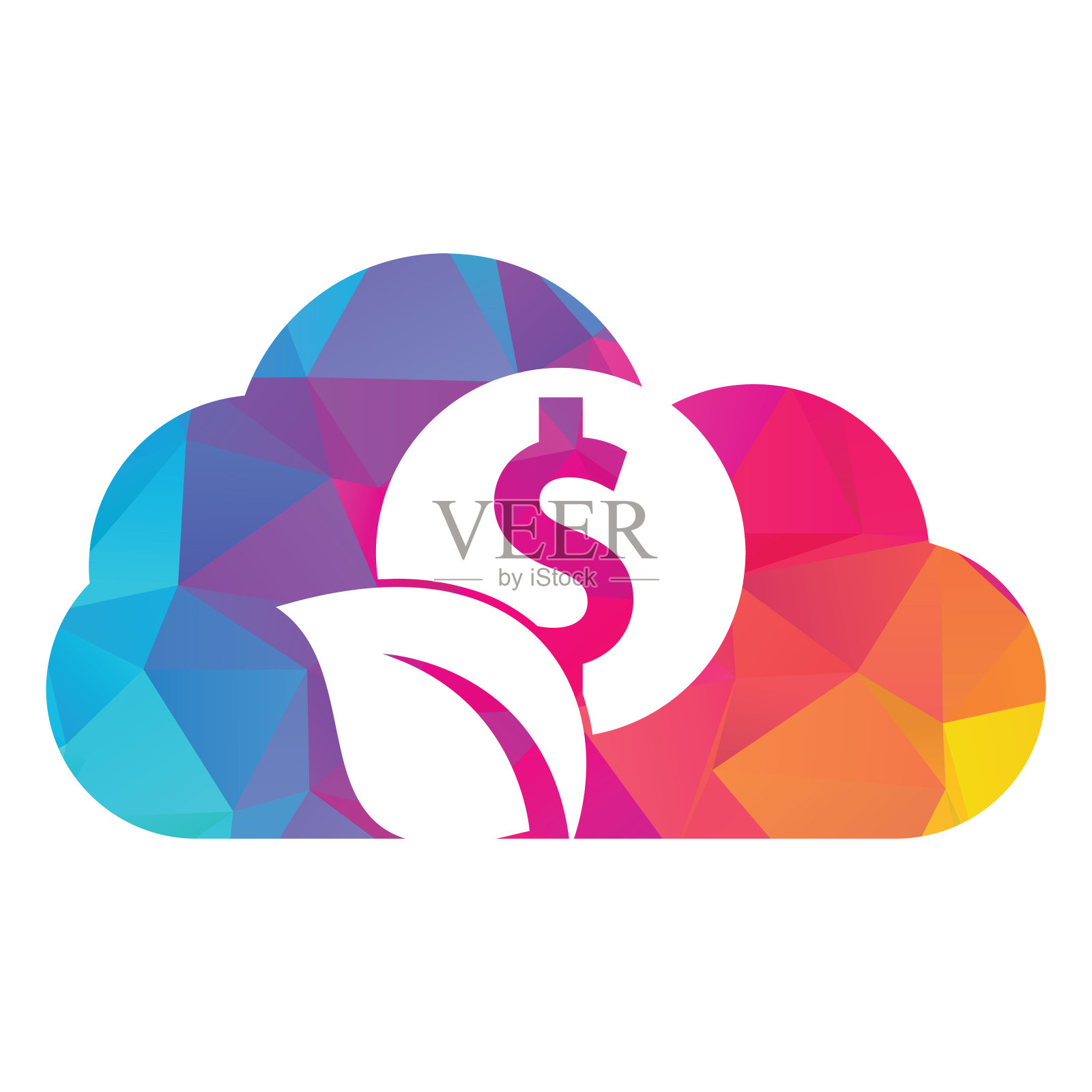 叶子硬币云形状概念矢量标志图标。插画图片素材