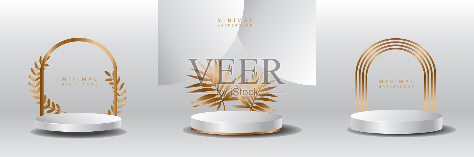 豪华的背景与现实的圆柱基座讲台。抽象矢量渲染几何形式。样机产品展示。展台展示产品。最小的墙壁场景。舞台展示。插画图片素材