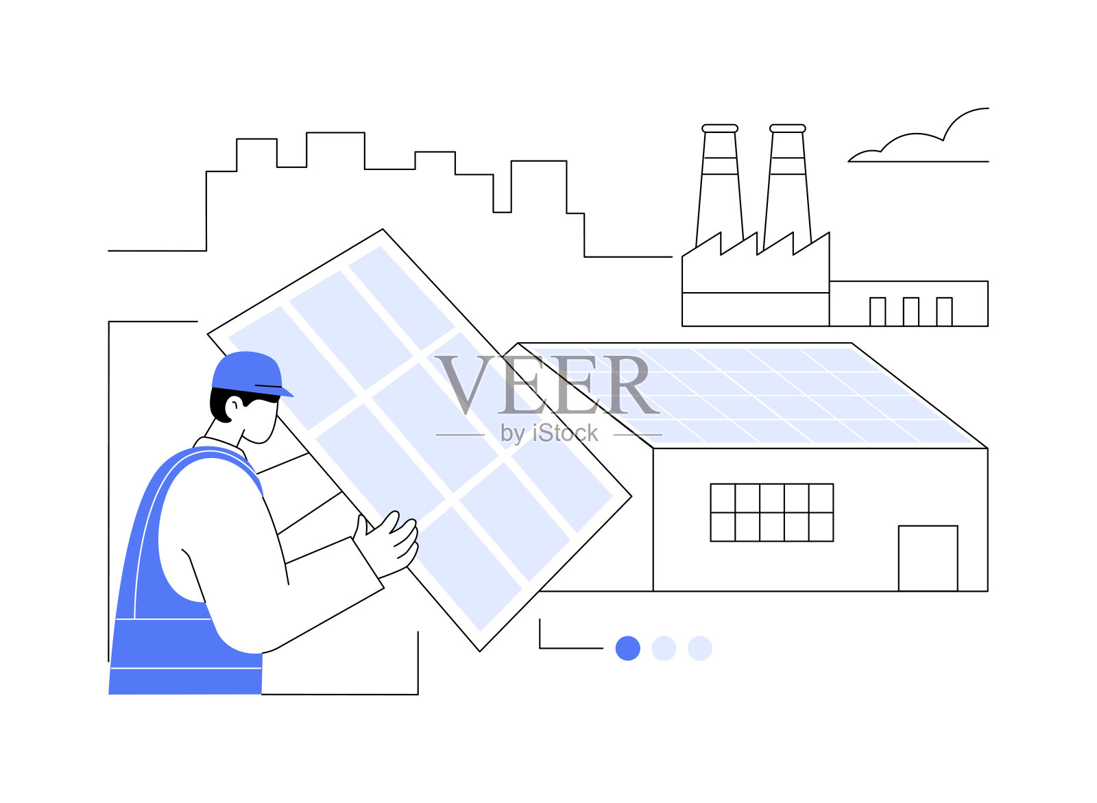 替代能源在制造中的使用抽象概念矢量插图。插画图片素材