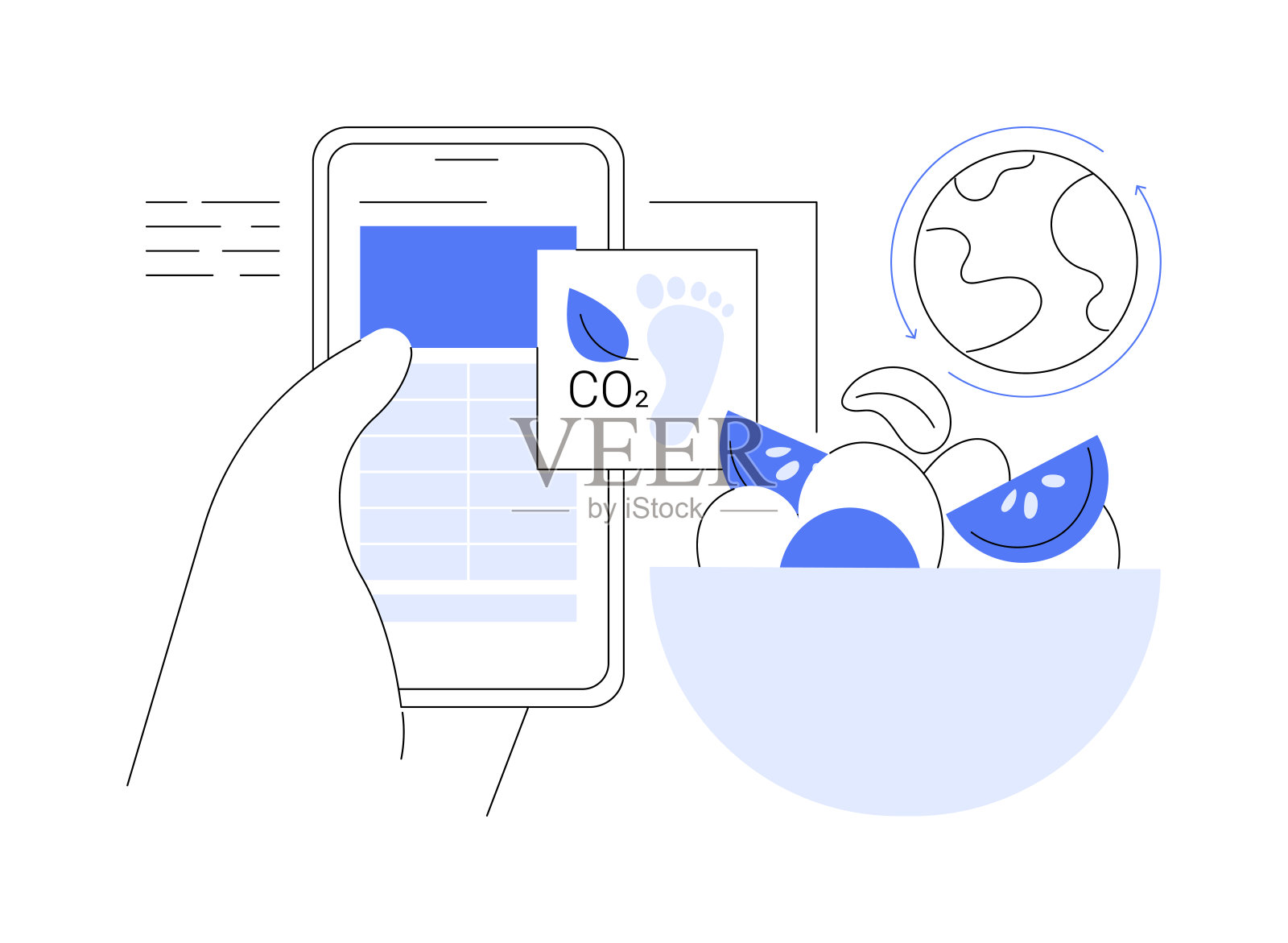 碳足迹跟踪应用程序抽象概念矢量插图。插画图片素材