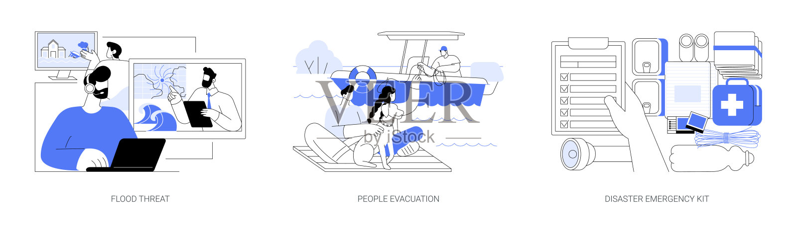 洪水抽象概念矢量插图。插画图片素材