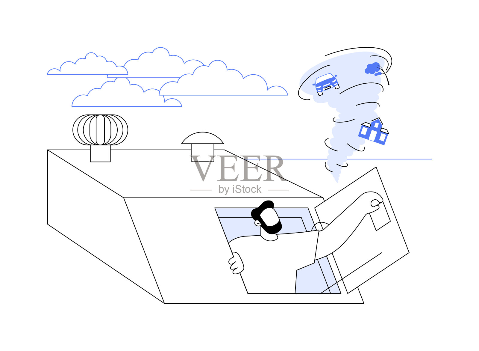 龙卷风庇护所抽象概念矢量插图。插画图片素材