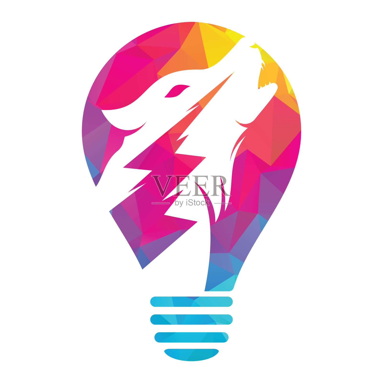 雷狼灯泡形状概念标志设计矢量。插画图片素材