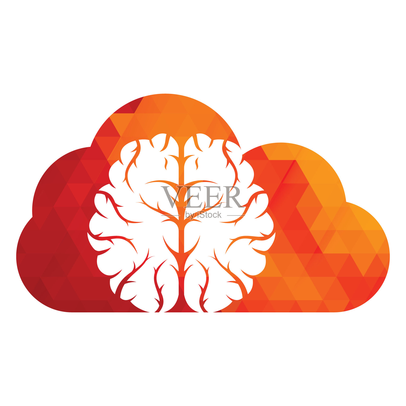 脑云形状概念标志设计。插画图片素材