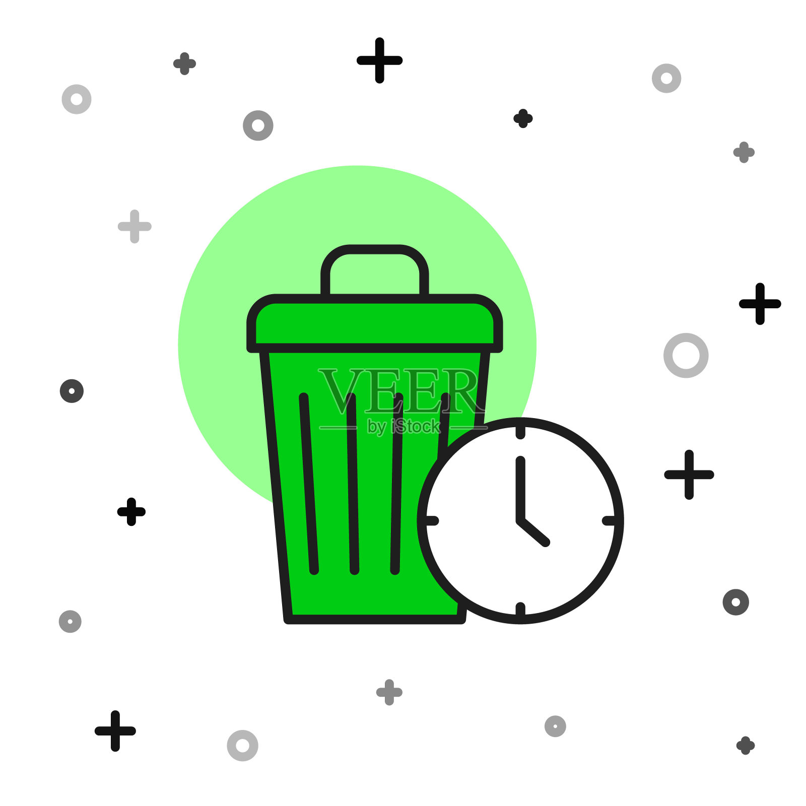 填充轮廓浪费时间图标孤立的白色背景。垃圾桶。垃圾桶标志。回收篮图标。办公室垃圾图标。向量图标素材