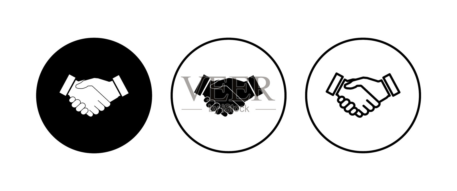 握手图标设置商务握手联系人插画图片素材