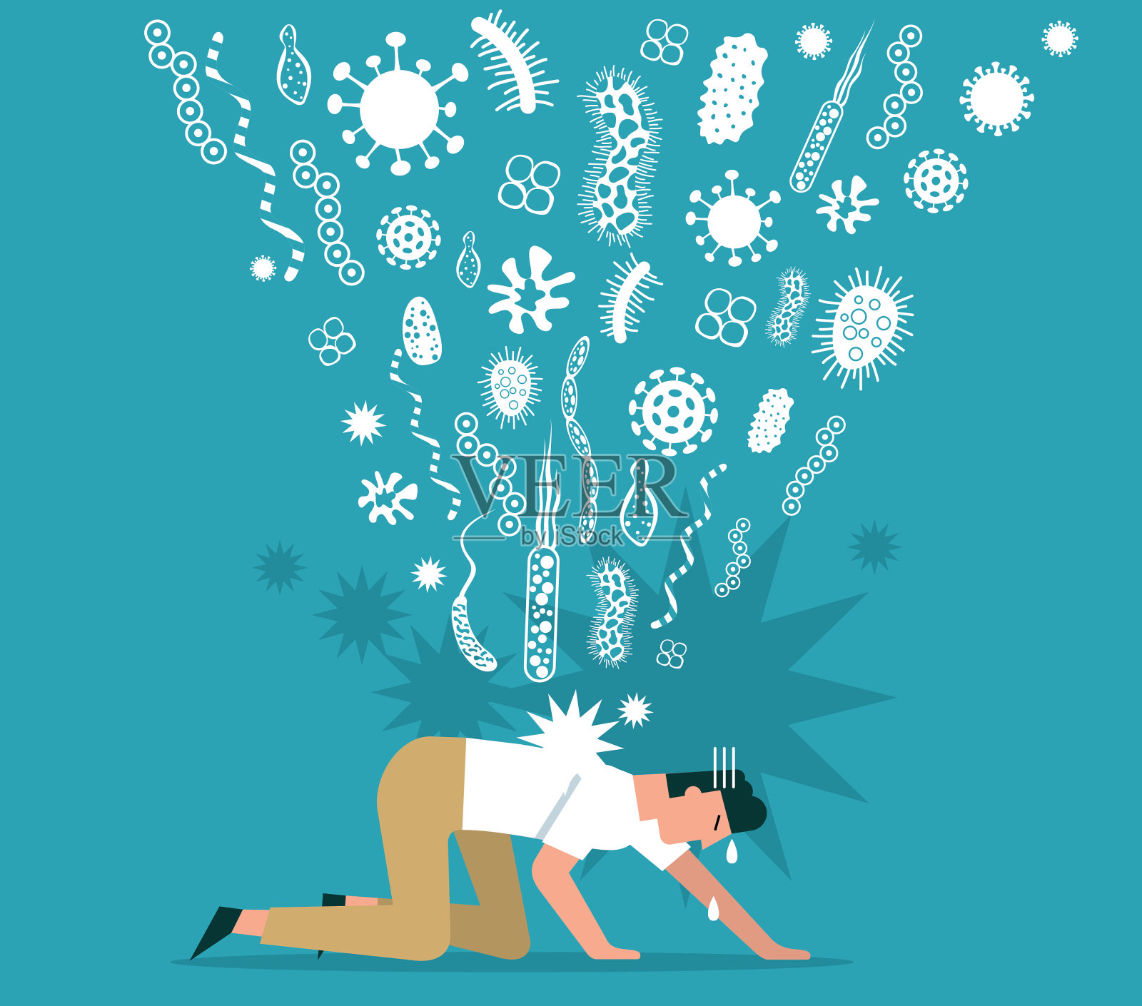 病毒袭击——男人插画图片素材