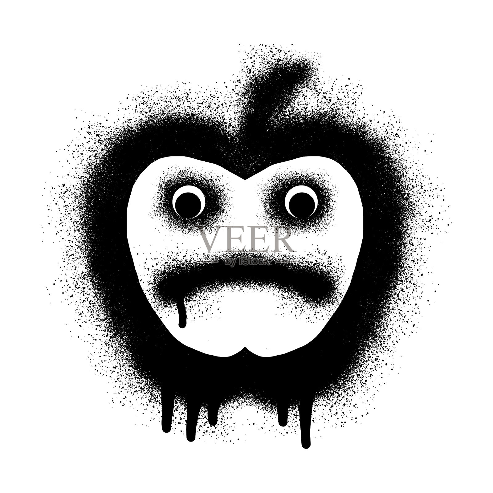 用黑色喷漆涂鸦表情符号苹果插画图片素材