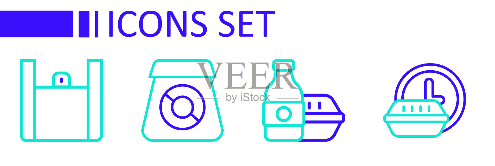 设置全天候送货，在线订餐，和图标。向量插画图片素材