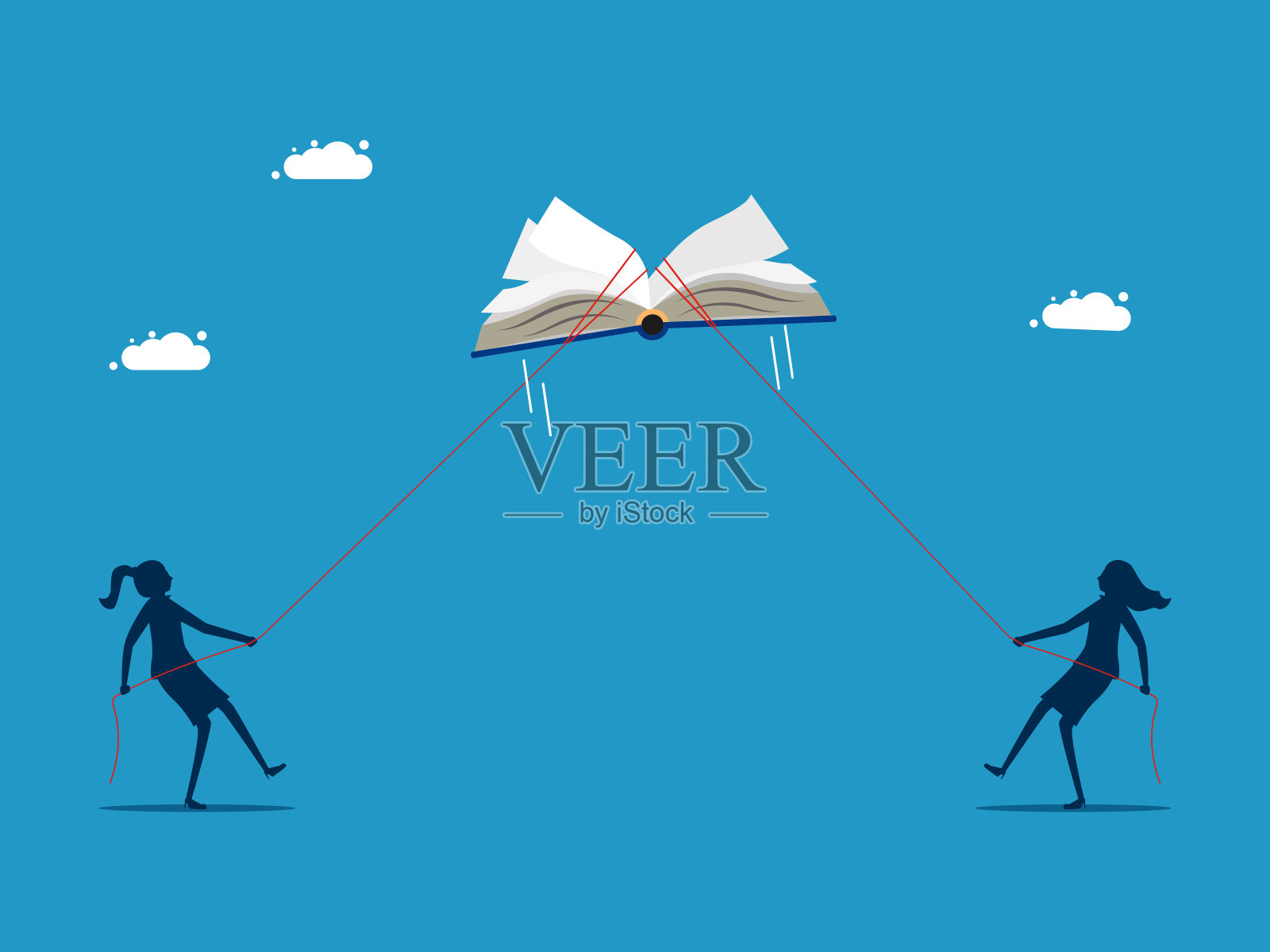 研究商业知识。商人帮忙拉书插画图片素材