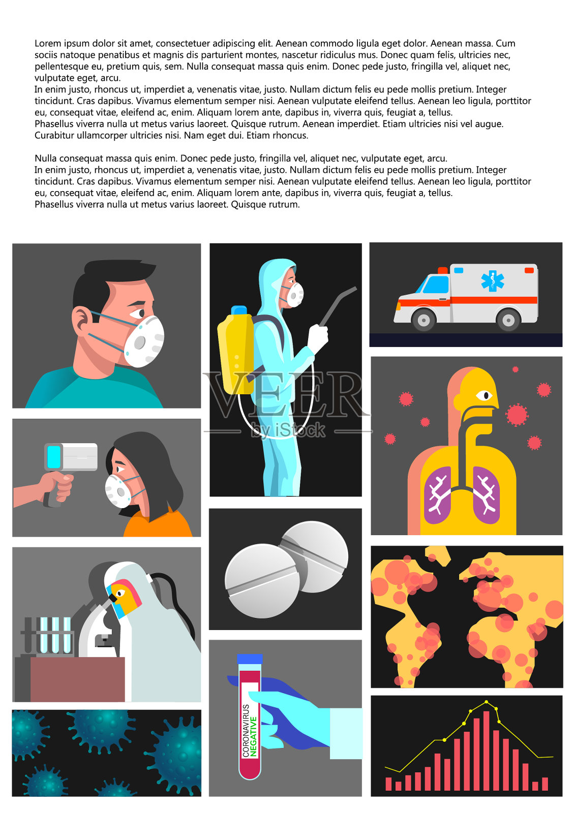 Corona流行病封面和页面设计插画图片素材