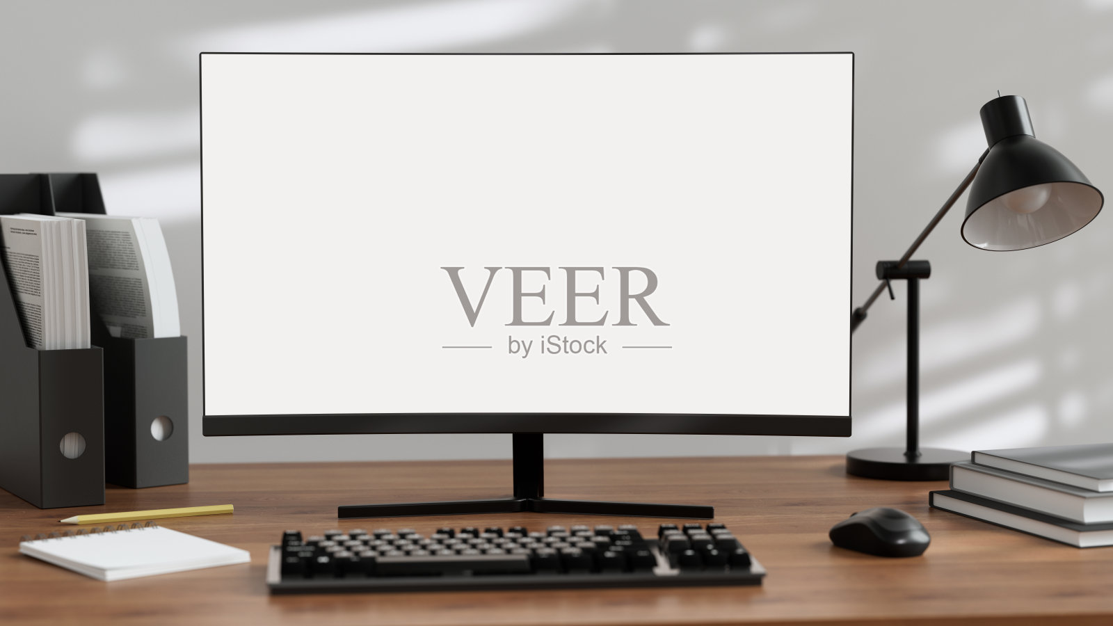 在木桌上模拟空白屏幕电脑照片摄影图片