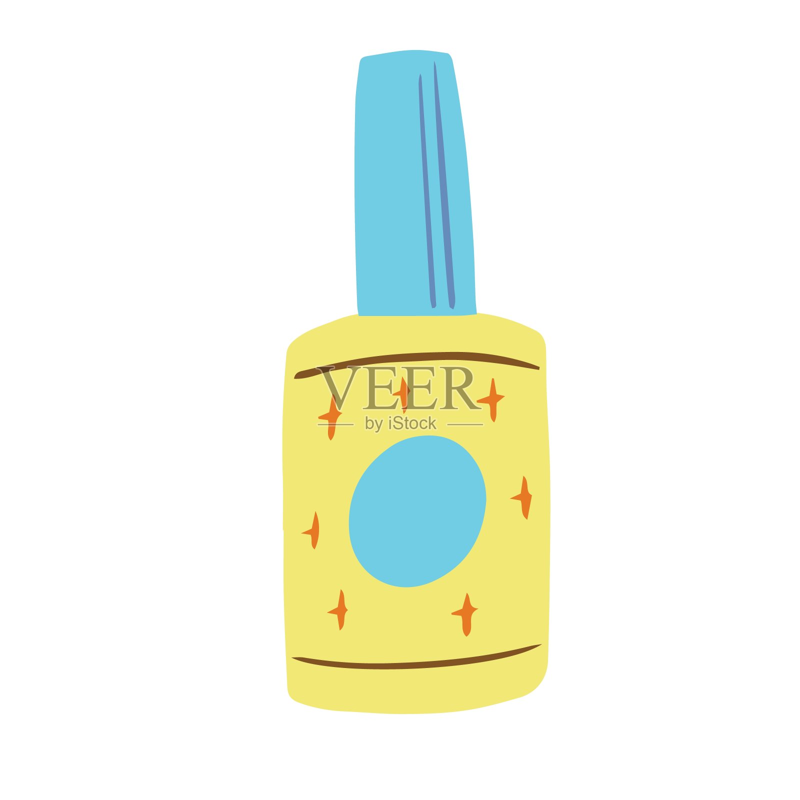 手绘插图的罐子的指甲油。卡通风格。现代矢量插图孤立在白色背景上插画图片素材