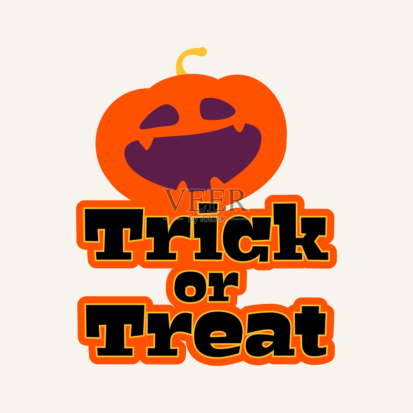 万圣节恶作剧或治疗标志和剪贴画与排版和南瓜插图插画图片素材