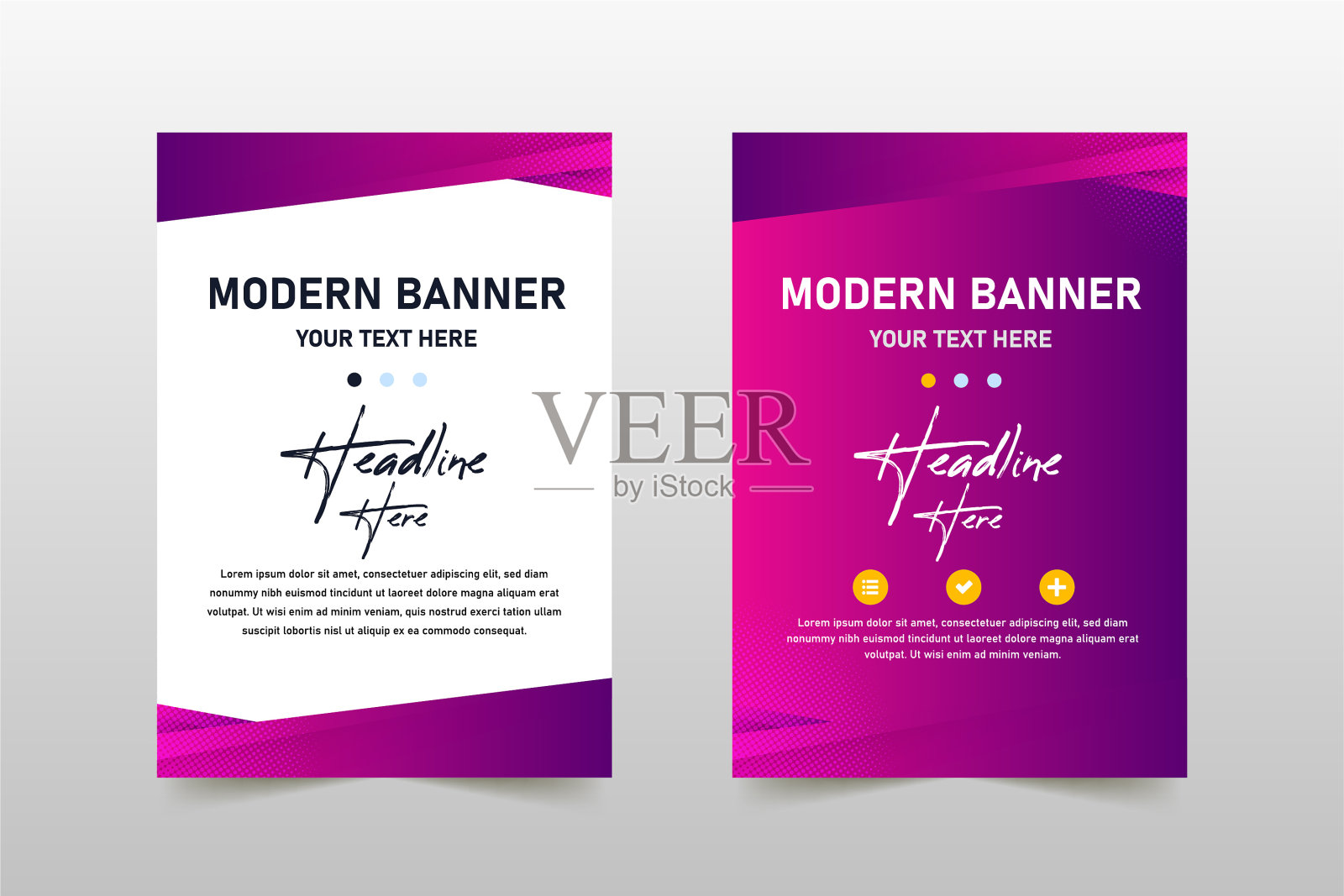 时尚的紫色和粉红色弯曲的商业横幅模板插画图片素材