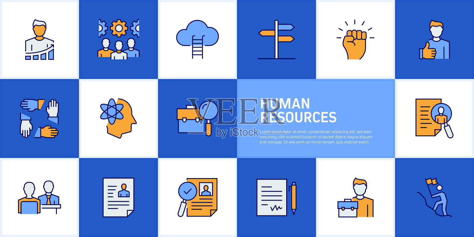 人力资源信息图表模板，元素和图标。简单的矢量信息图设计插画图片素材