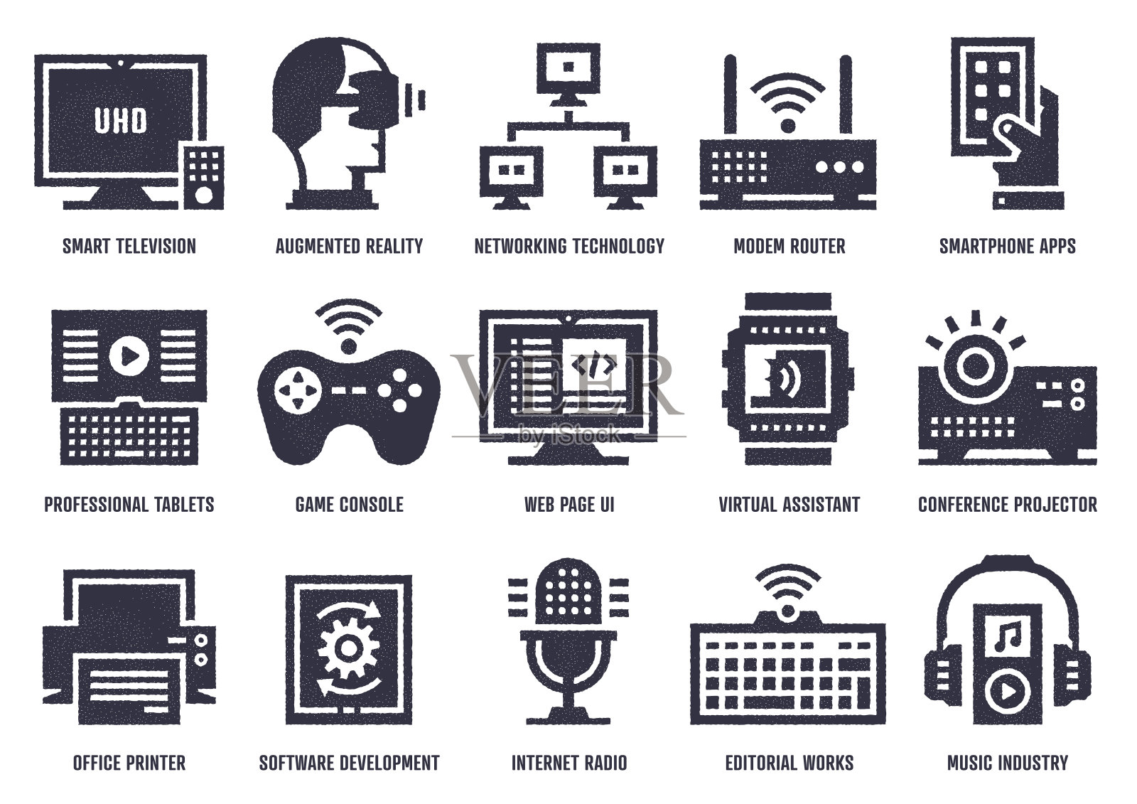 电子分配器矢量图标包与点画纹理效果图标素材