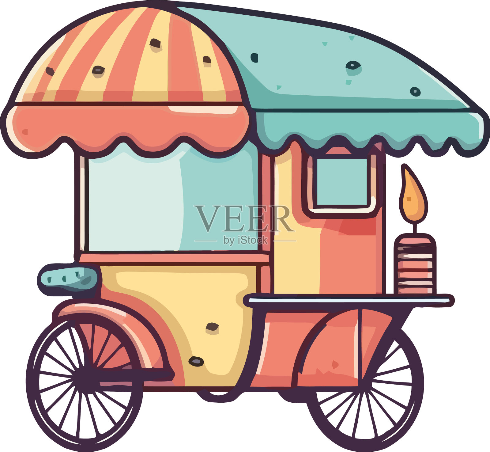 可爱的卡通卡车送冰淇淋设计元素图片