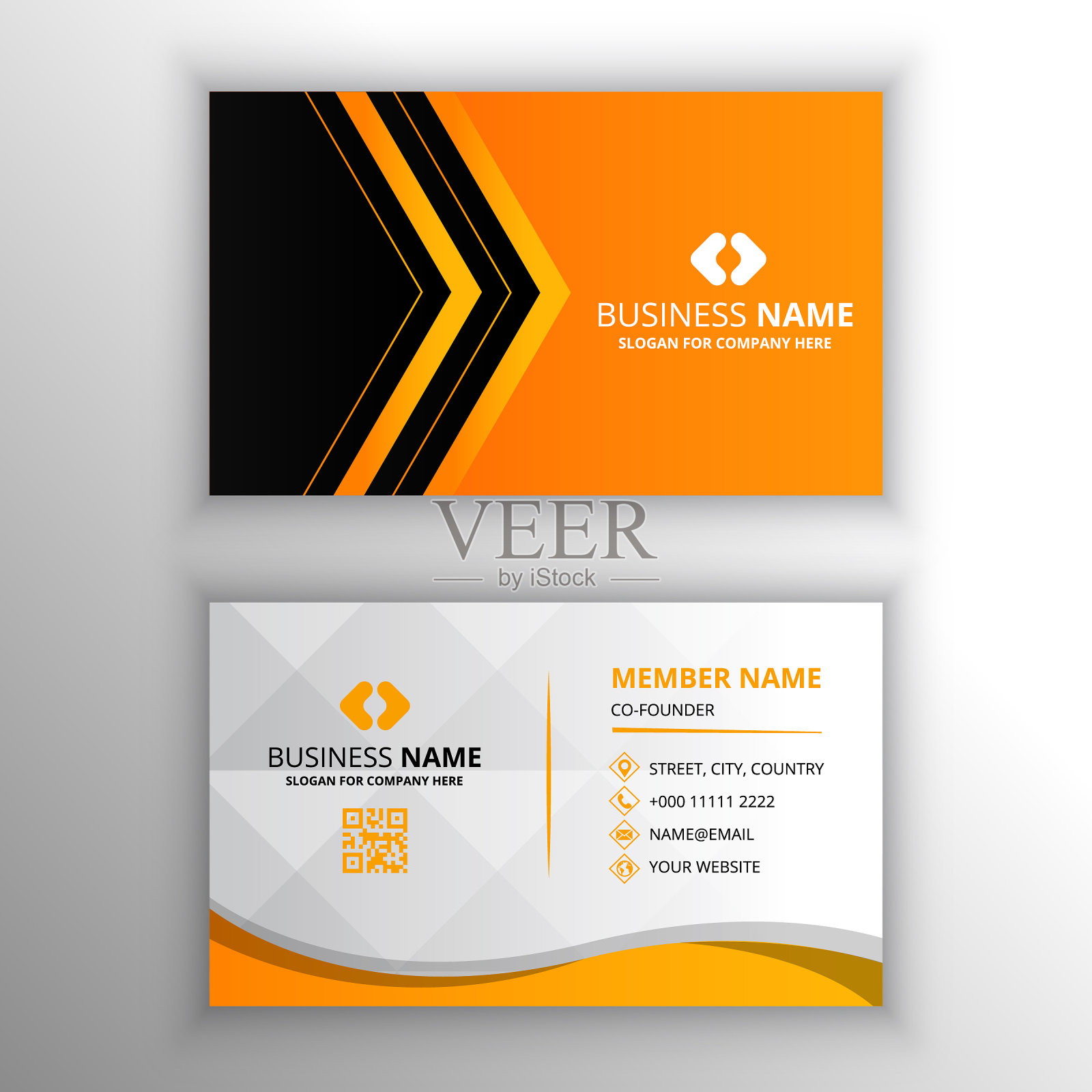 黑色和黄色名片模板插画图片素材