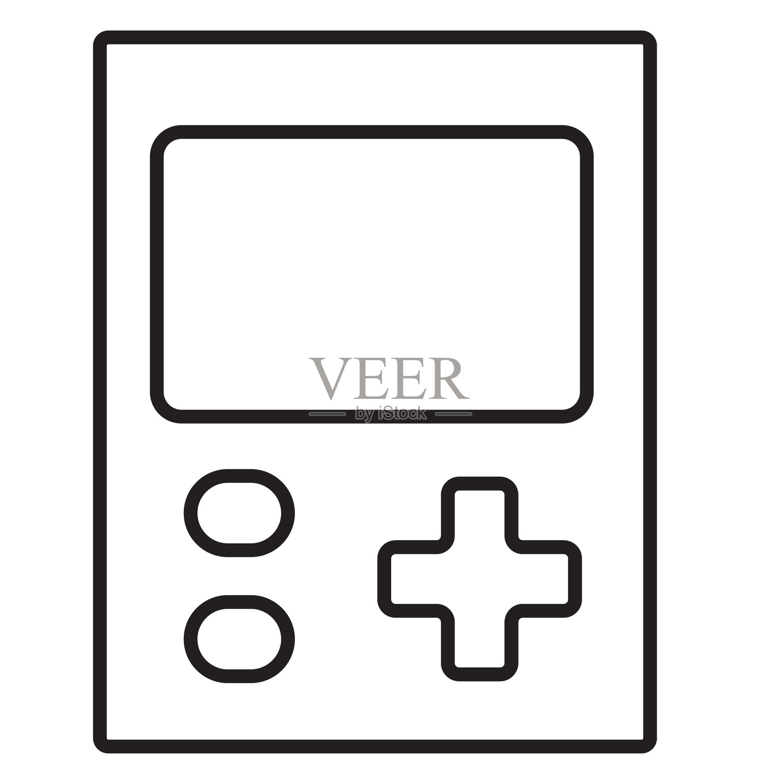复古街机游戏，手持视频游戏，便携式控制器，细线图标，可编辑的笔画设计元素图片