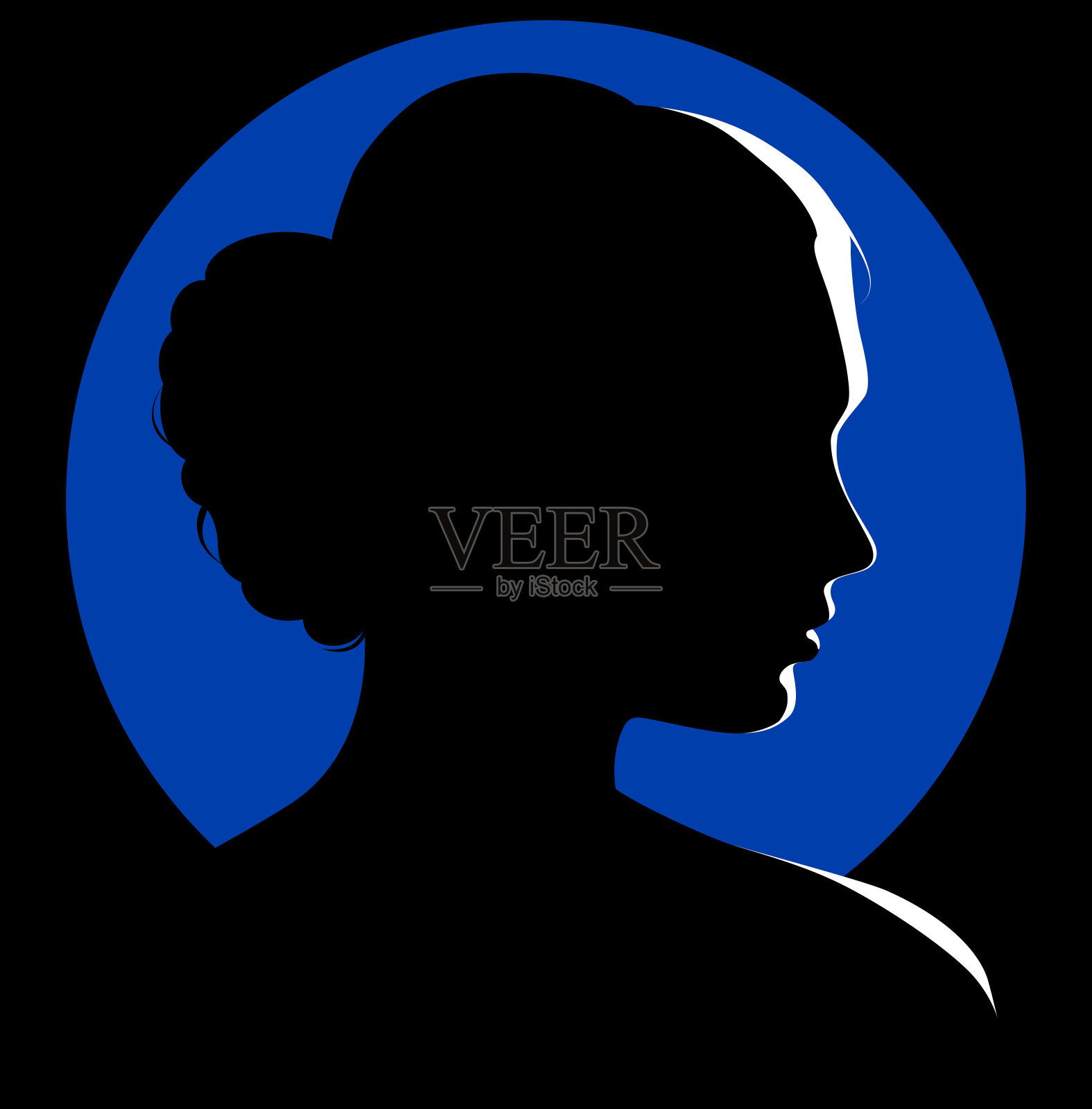 美丽的年轻女子，背光下的脸轮廓插画图片素材