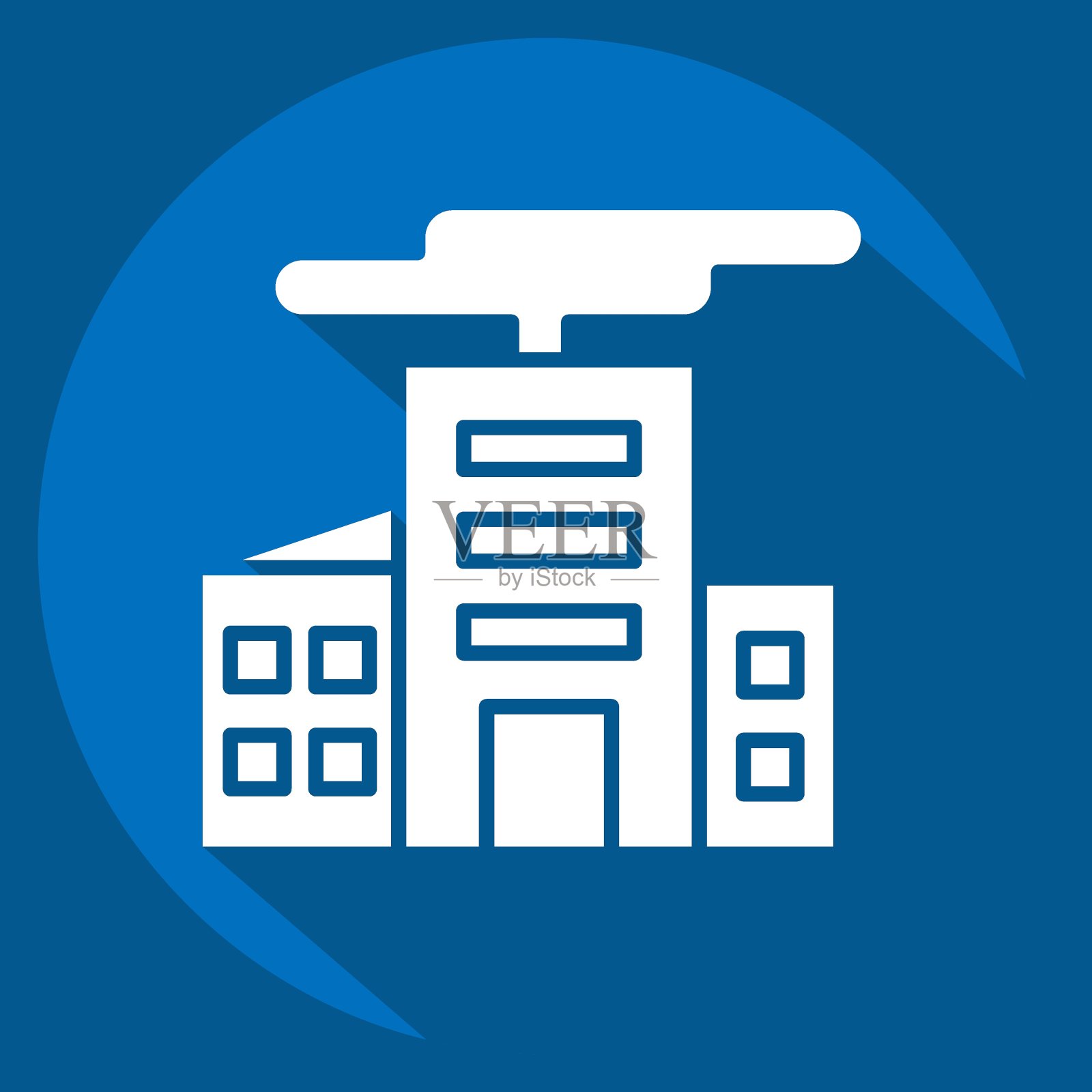 城市中的图标损坏与核符号有关。长影式。简单的设计可编辑。简单的说明插画图片素材