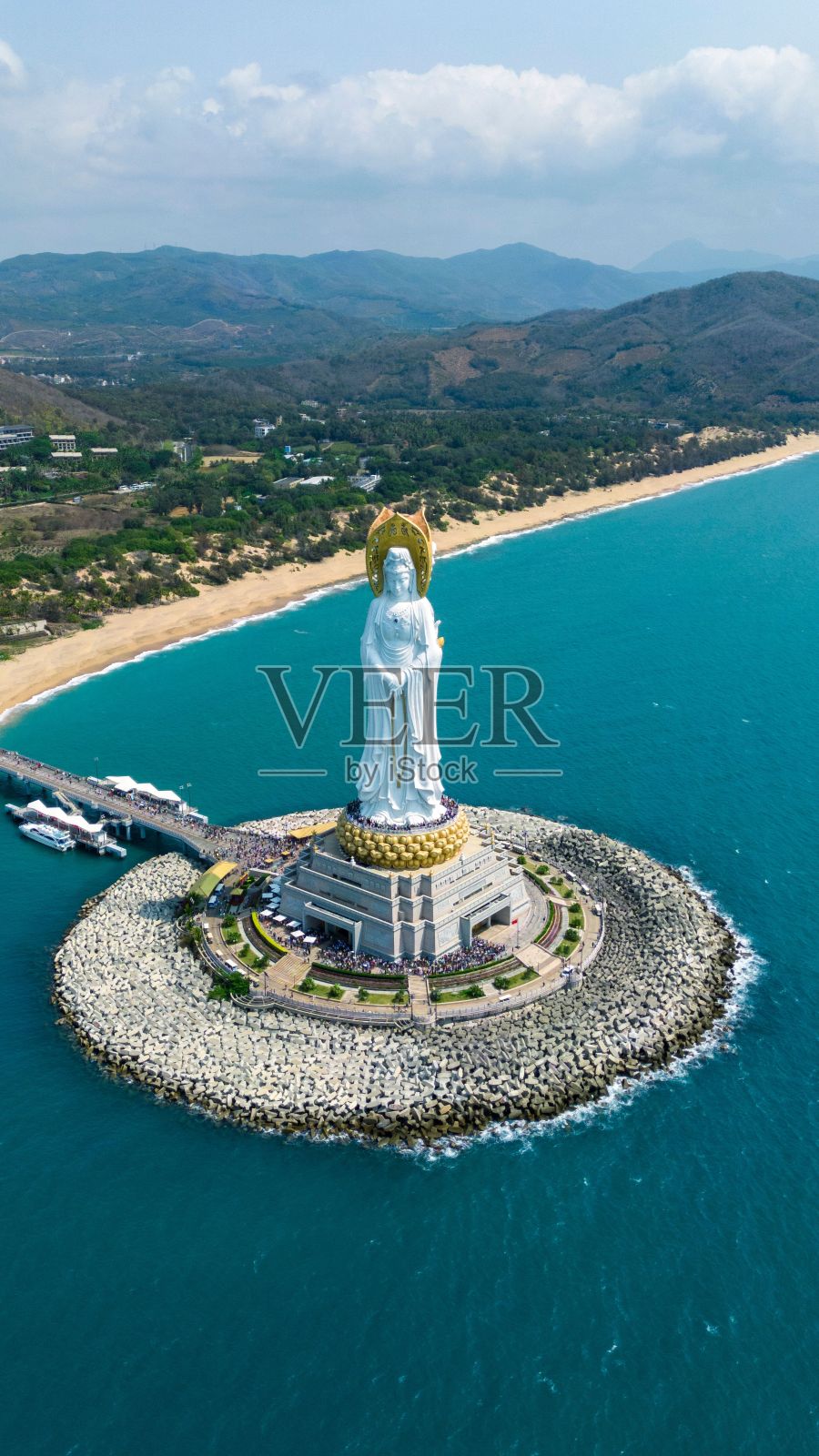 海南三亚南海观音像鸟瞰图照片摄影图片