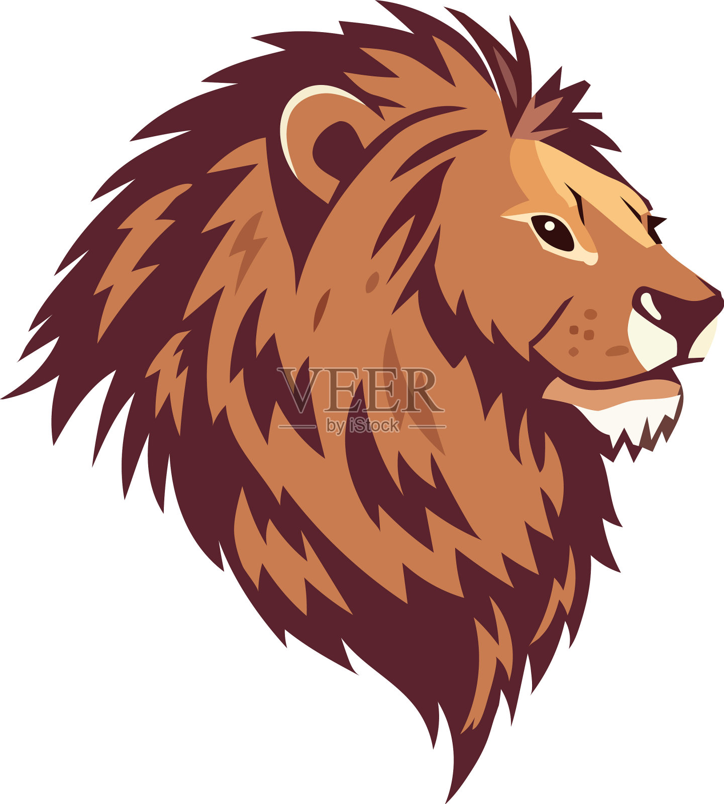 咆哮的狮子象征着力量和力量设计元素图片