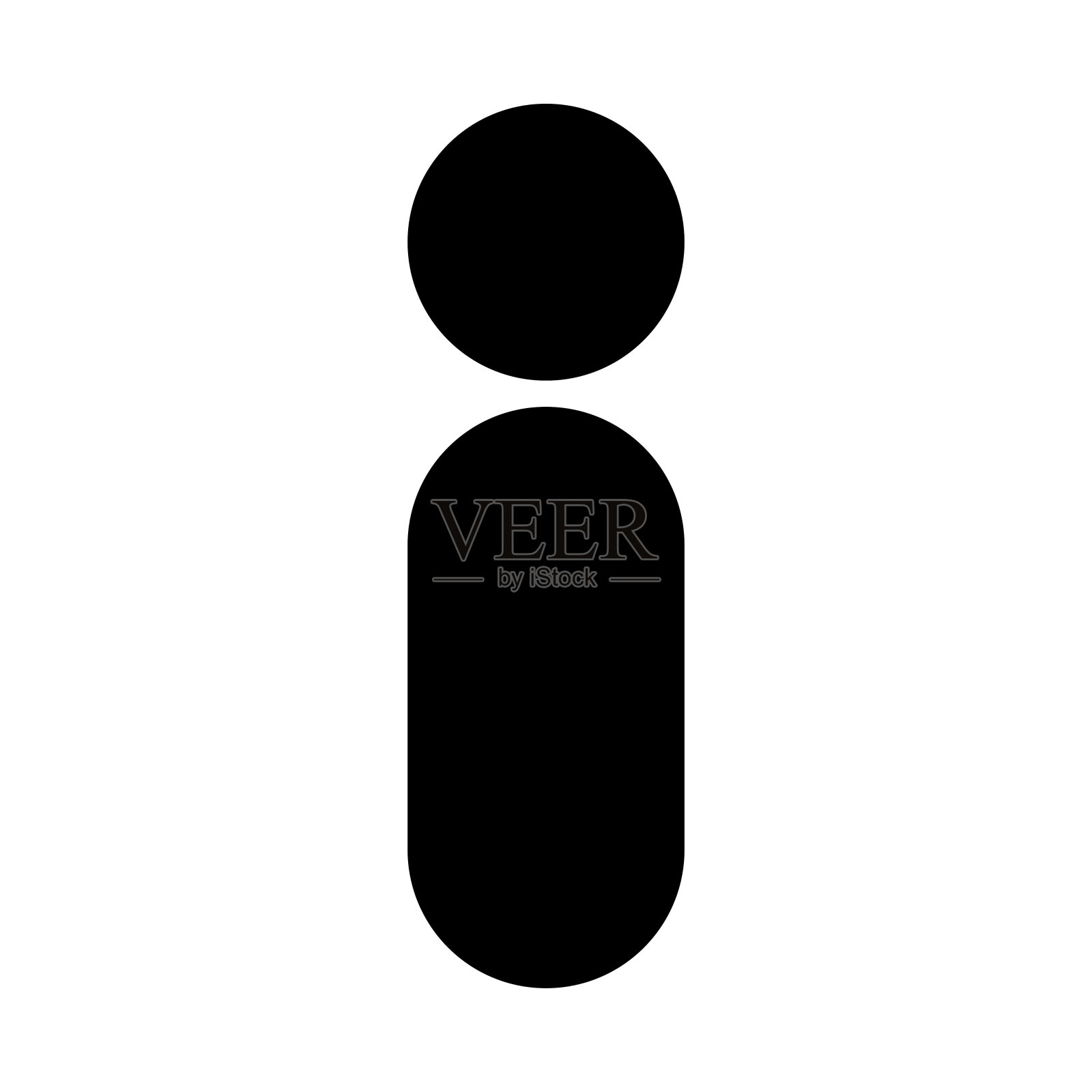 黑色抽象圆形人形字母I图标插画图片素材