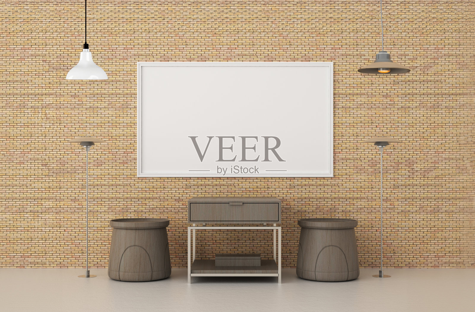 框架3D室内插画，墙面设计现代感十足，空白空间创意十足;插画图片素材