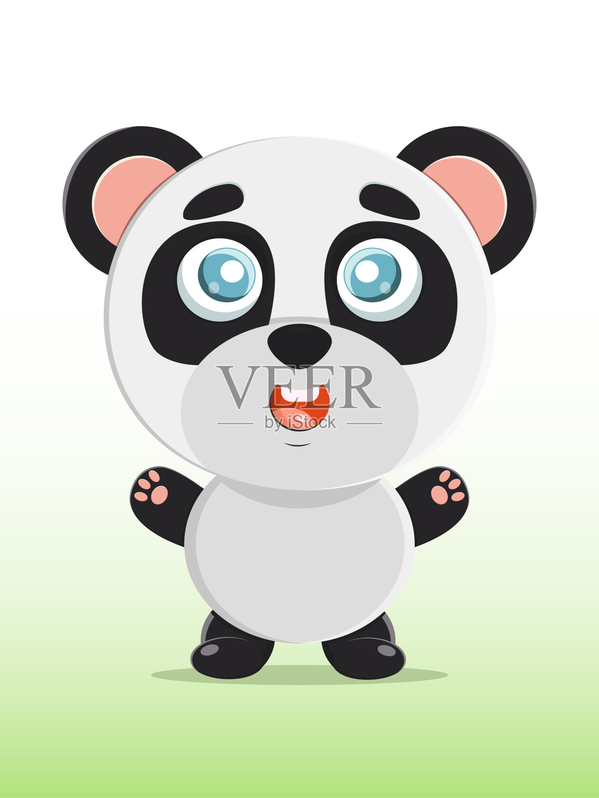 矢量插图一个可爱的卡通小熊猫。漂亮，有趣，快乐的熊猫幼儿园，婴儿，书籍，漫画。儿童教育和发展的目标。插画图片素材