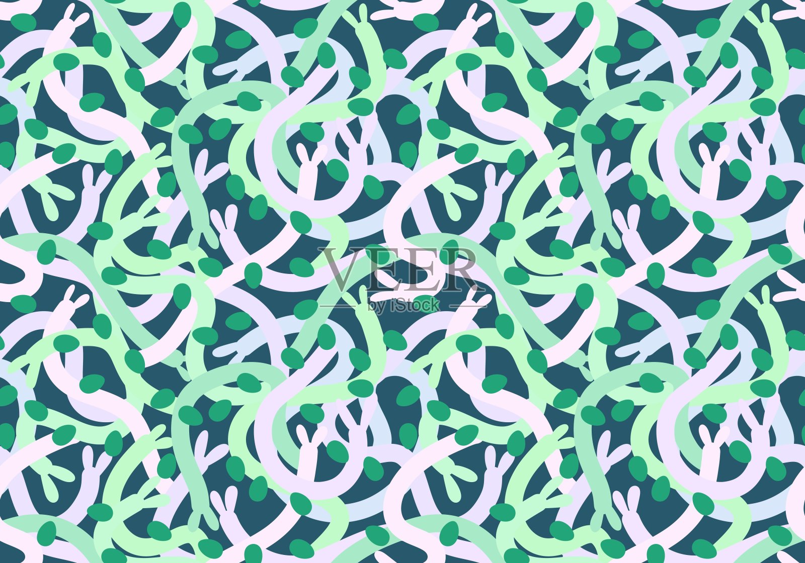 卡通复活节彩蛋的无缝图案，用于包装纸和织物和服装印刷插画图片素材