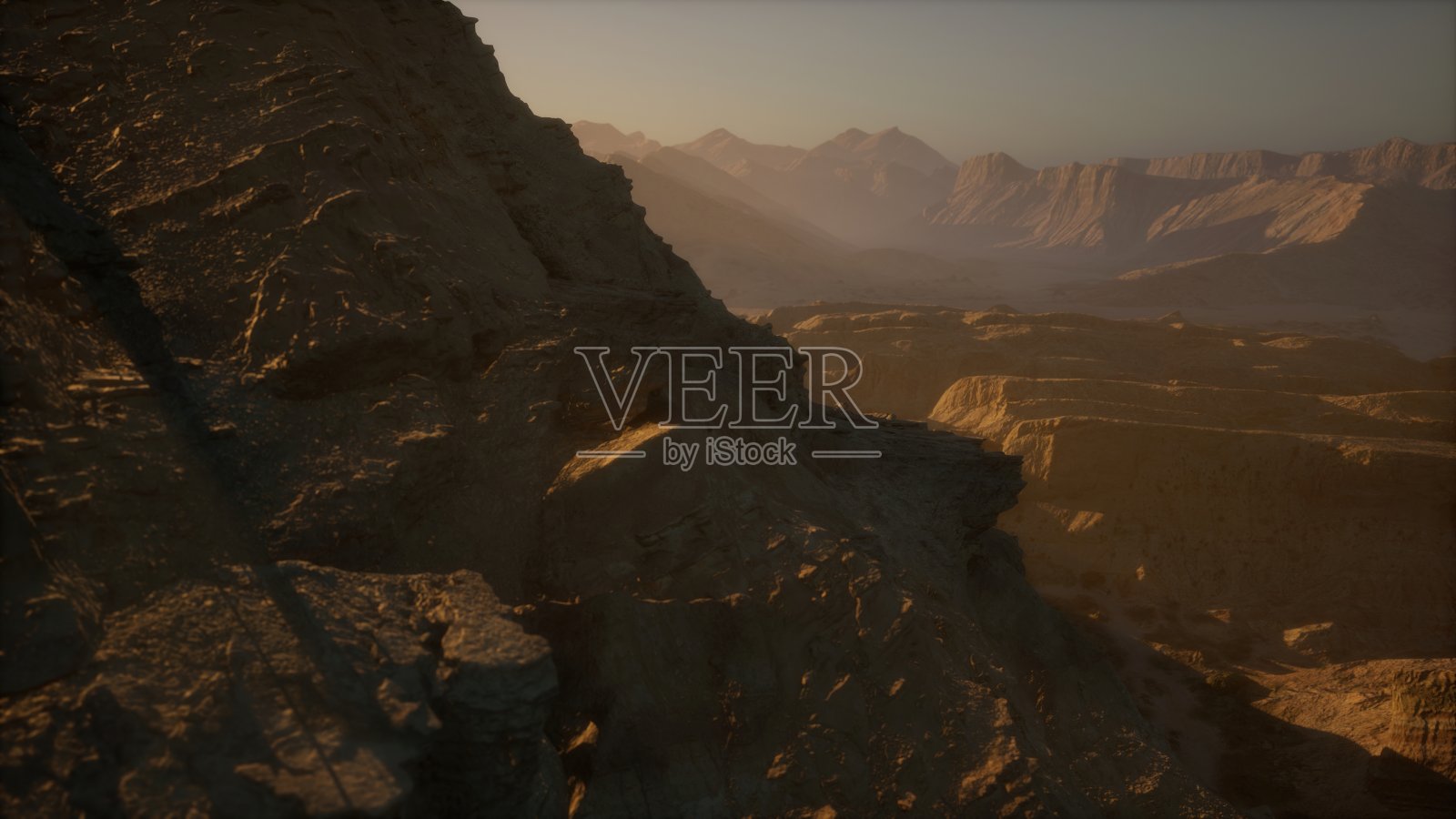 夕阳下的粘土山和红色峡谷照片摄影图片