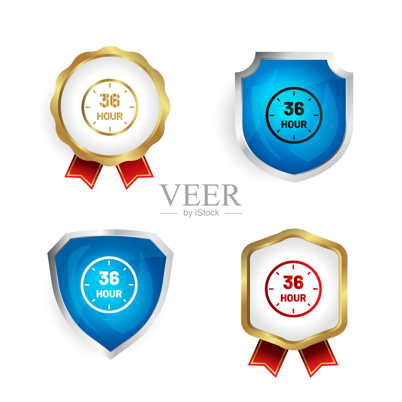 36小时徽章和标签收集插画图片素材