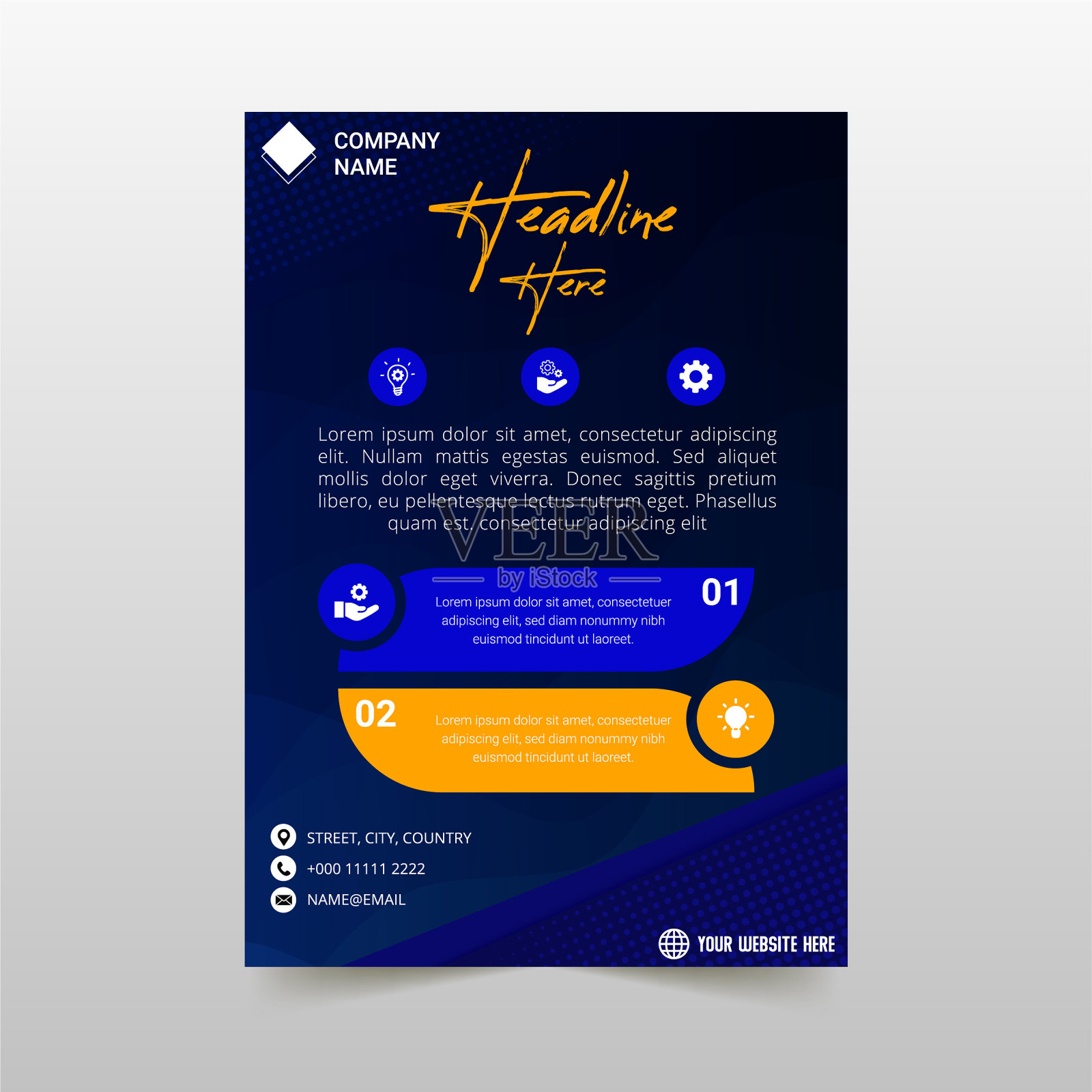 深蓝色波浪线商业传单模板插画图片素材