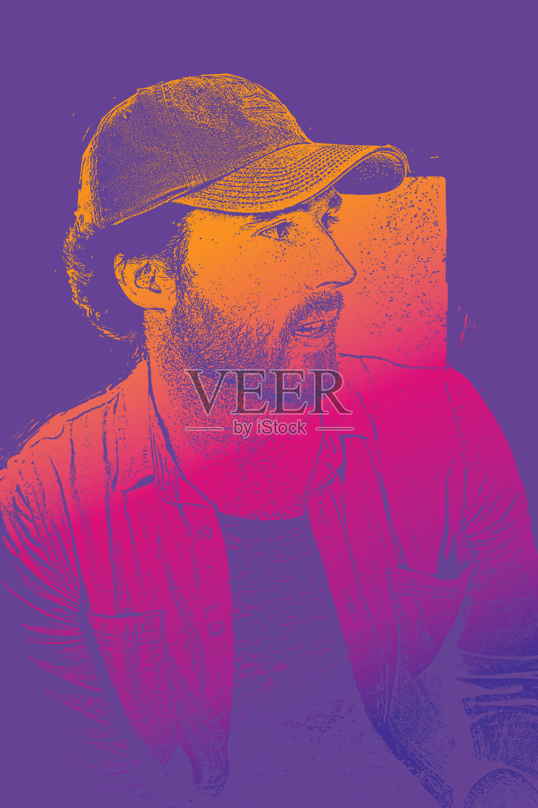 一个帅气的年轻潮人的肖像插画图片素材