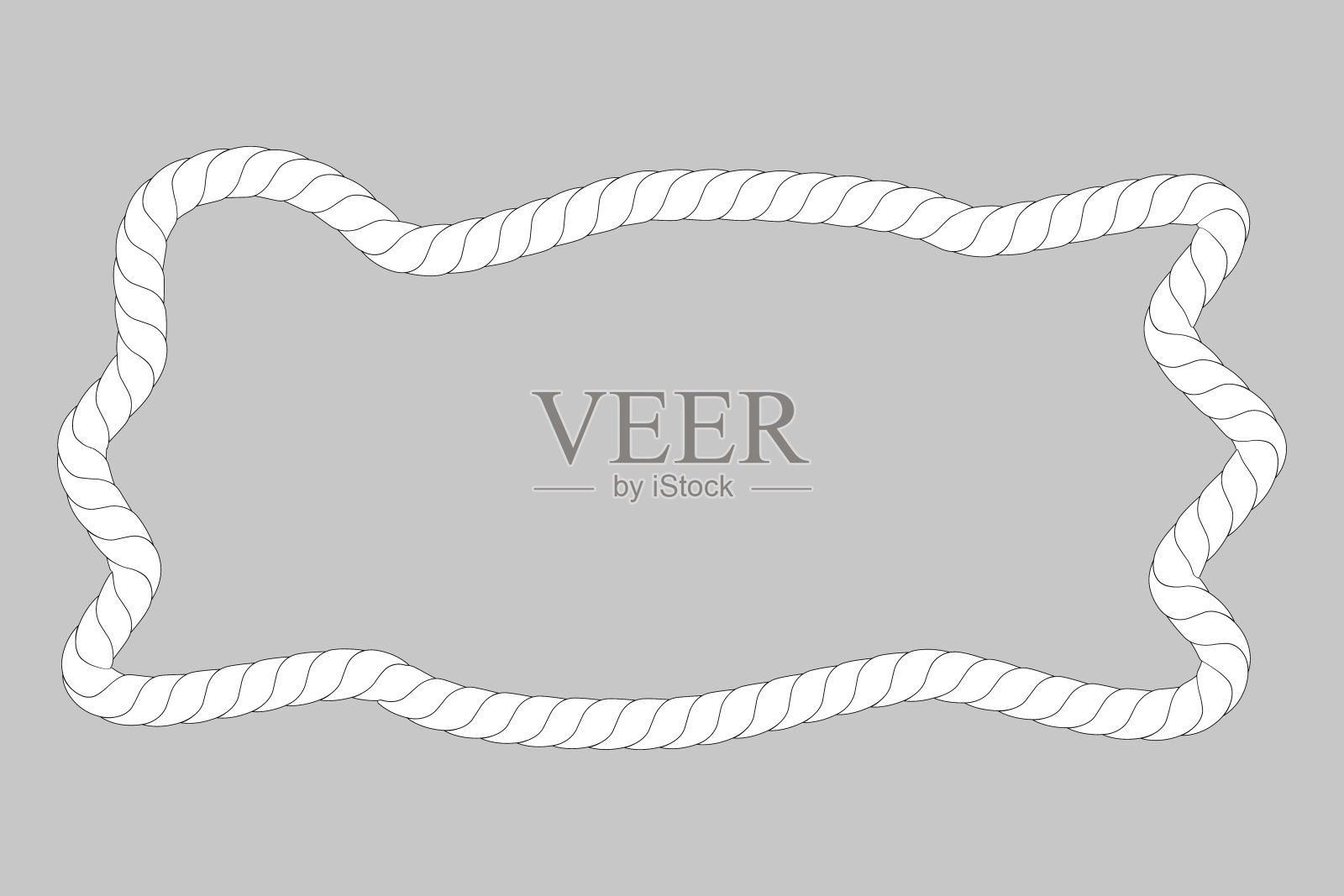 简洁抽象的造型，框架由白色绳为元素设计，孤立于灰色插画图片素材